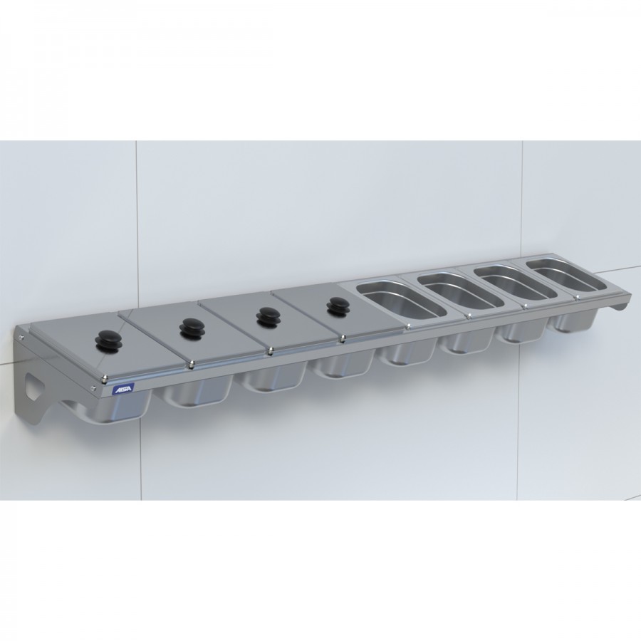 Condimentadora de Parede 8 Cubas Inox 1/6 100mm - Aisa